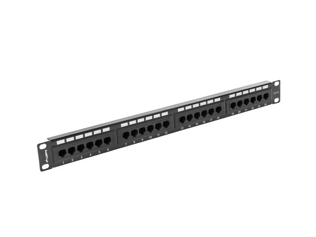 24 portos fekete patch panel 1U