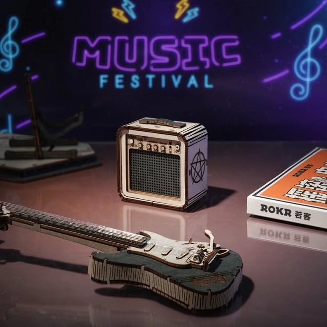 Fából készült 3D puzzle elektromos gitár Roboról