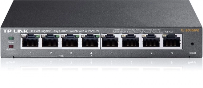 Könnyen kezelhető TP-LINK 8 portos gigabites switch, 4 PoE porttal