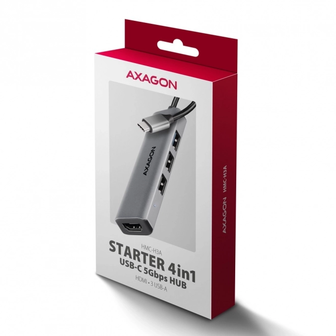 Axagon 4 az 1-ben USB-C hub 5Gbps sebességgel