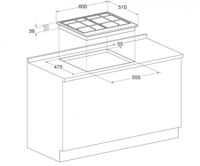 Whirlpool gáztűzhely fehér 4 égőfejjel