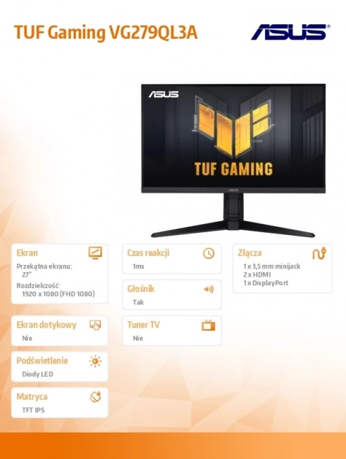 TUF Gaming VG279QL3A 27 hüvelykes monitor