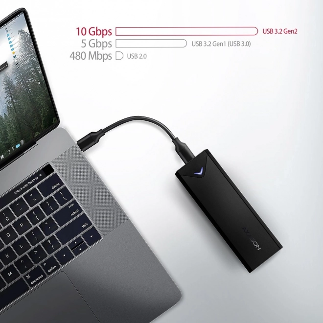 Axagon alumínium külső ház USB-C 3.2 Gen 2 M.2 NVMe SSD-hez fekete