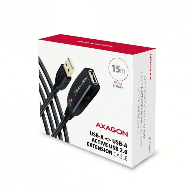 Axagon USB 2.0 aktív hosszabbító kábel 15m