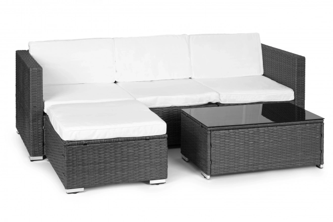 Rattan kerti ülőgarnitúra moduláris sarokkanapéval és szürke asztallal MultiGarden