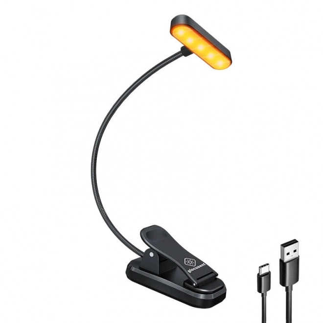 Glocusent ET-Head vezeték nélküli lámpa könyvcsipesszel, USB-C 650mAh időzítővel – Fekete