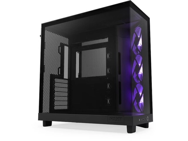 Fekete NZXT H6 Flow RGB számítógépház ablakkal