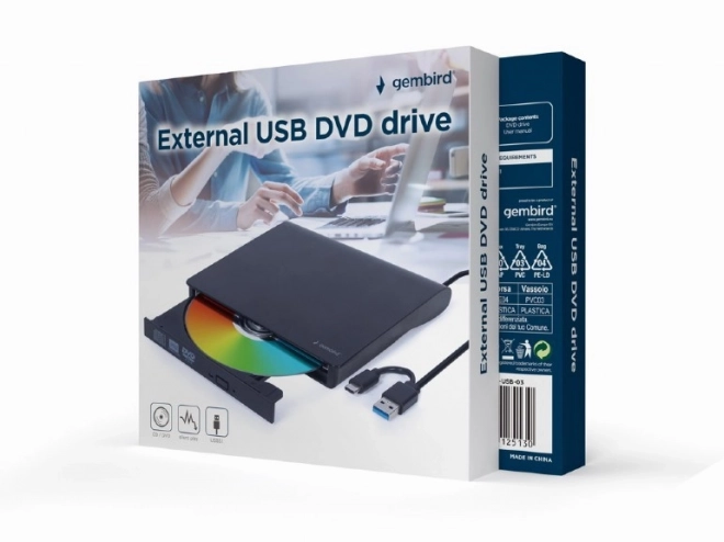 Fekete külső USB DVD meghajtó