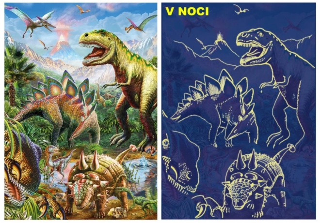 Világító dinoszauruszok világa puzzle 100 XL darab