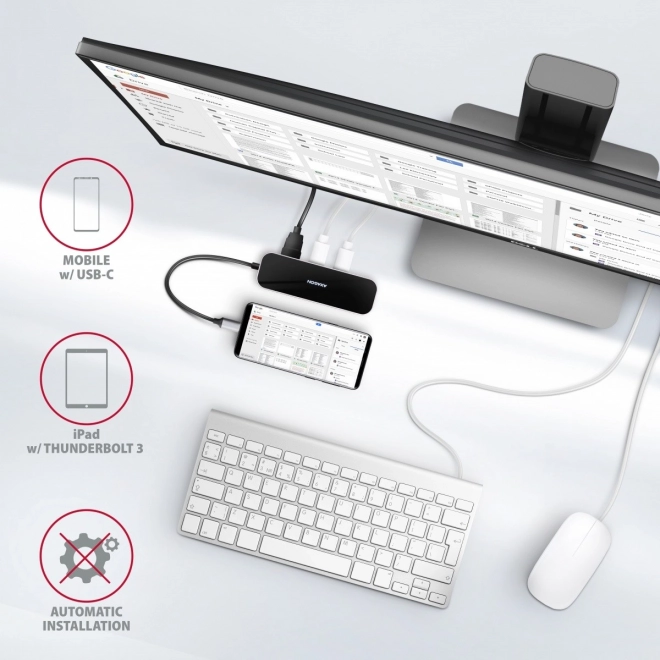 Axagon többportos USB-C hub 3x USB-A, HDMI, RJ-45, Power Delivery