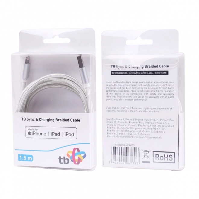 Ezüst MFi Lightning-USB kábel 1.5m