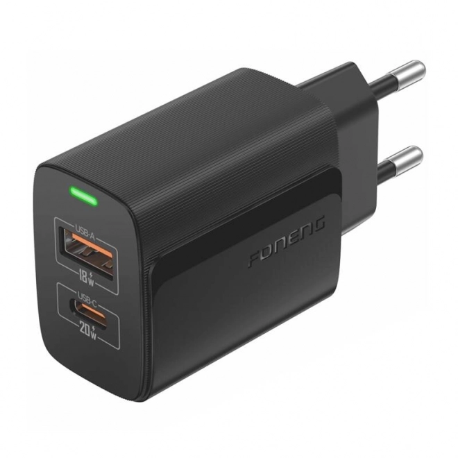 Foneng gyors töltő USB-A és USB-C csatlakozókkal, fekete