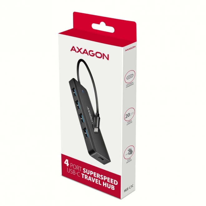 Axagon 4 portos USB hub utazáshoz 5Gbps sebességgel