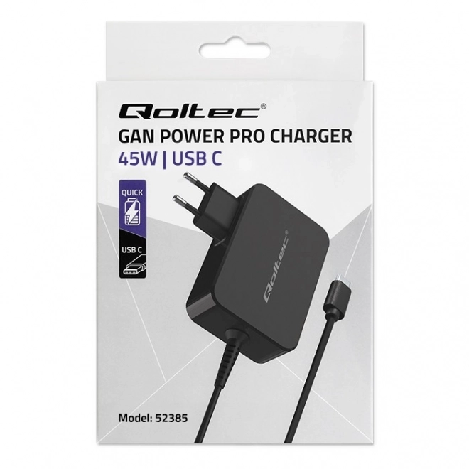 Qoltec Gan Power Pro fekete gyorstöltő
