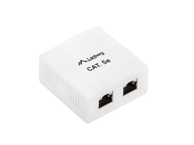 Kétszeres RJ45 fali aljzat Kat.5E fehér árnyékolt