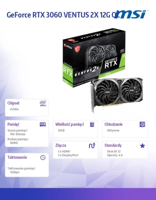 Grafikus kártya GeForce RTX 3060 Ventus 2X OC 12GB