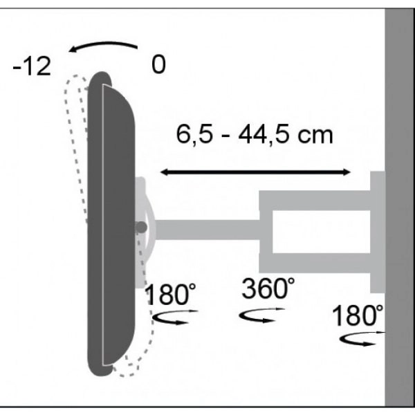 Fali konzol LCD/LED 19-37 col, dupla kar, fekete