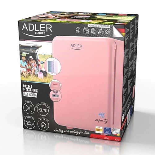 Mini hűtőszekrény Adler rózsaszín 4l