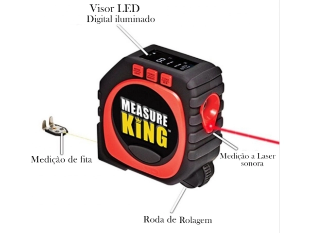Measure King - Elektronikus lézeres távolságmérő-méter 3 az 1-ben visszahúzható 3m