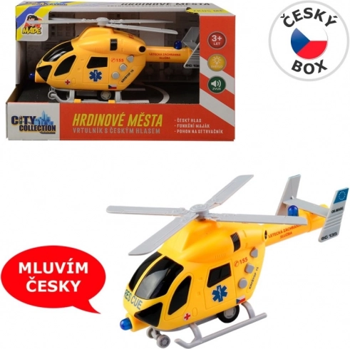 MaDe tehetetlenségi meghajtású mentőhelikopter fénnyel és hanggal, 20 cm