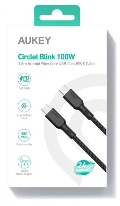 usb-c - usb-c kábel 100w 1,8m fekete