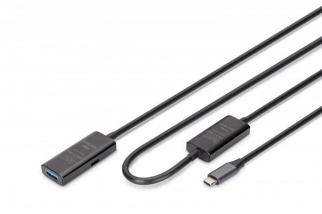 Aktív USB-C - USB-A hosszabbító kábel 10m, USB 3.2 Gen1 5Gbps