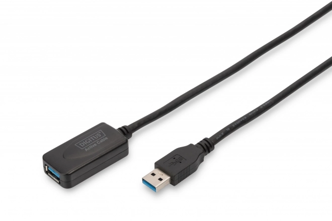 Aktív USB 3.0 SuperSpeed hosszabbító kábel, USB A/USB A, fekete, 5m