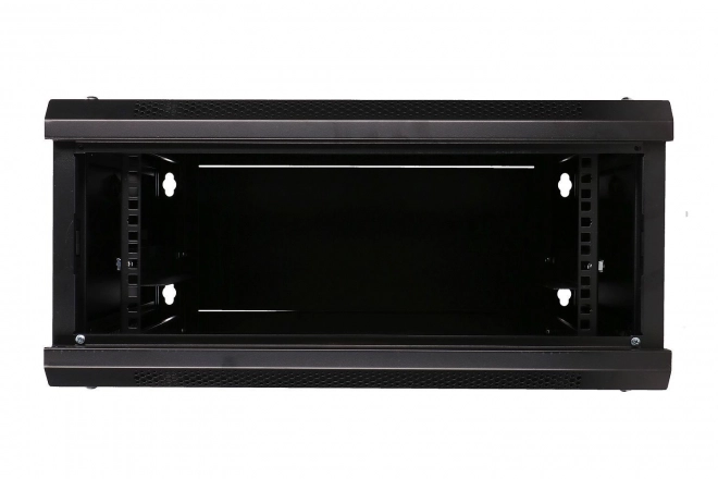 Fali rack szekrény 4U 600x600 fekete üvegajtóval