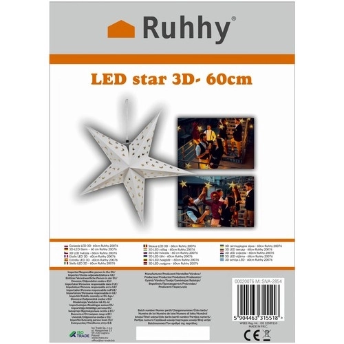 Led csillag 3D papír, 50cm