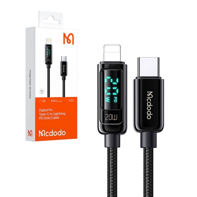 USB-C - Lightning kábel 36W, 1,2m fekete