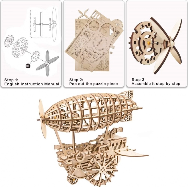 Robotime Rokr 3D fa puzzle Léghajó, 229 darab