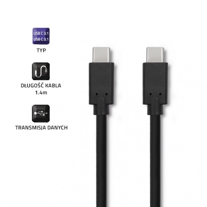 C típusú USB kábel, 1.4m, fekete