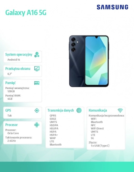 Galaxy A16 5G okostelefon 4/128 GB fekete
