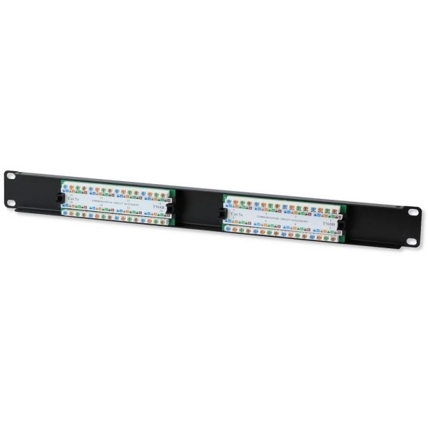 Patch panel 1U fekete 16 port RJ45 Cat 5e