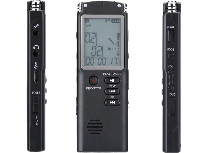 Diktafon MP3 lejátszó 8GB memóriával és érzékeny mikrofonnal