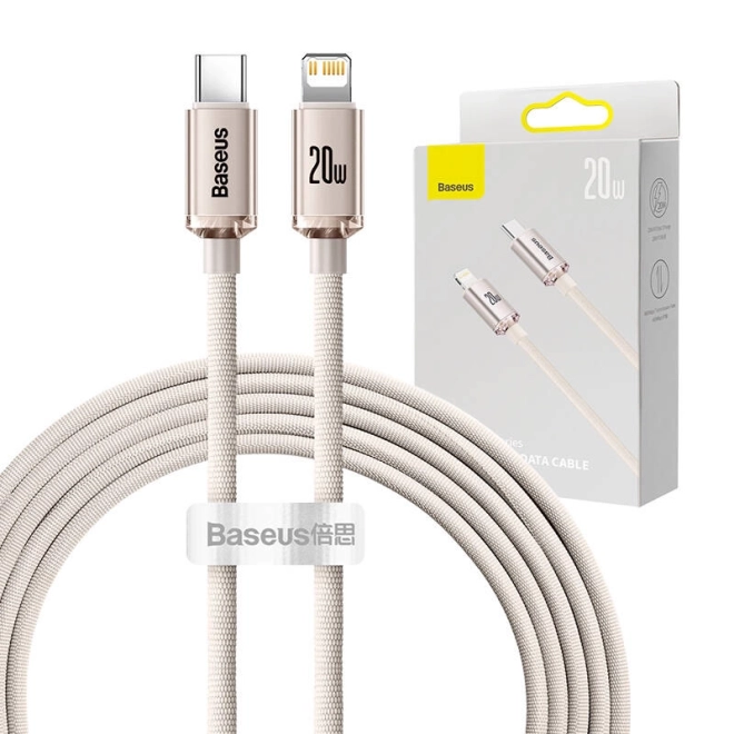 Baseus crystal shine usb-c kábel 20w, 2m (rózsaszín)