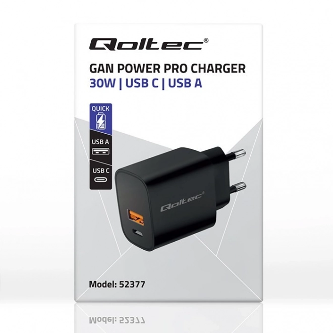 Qoltec GaN Power Pro fekete töltő
