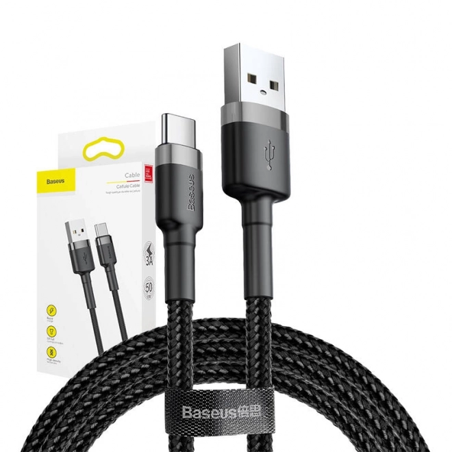 Baseus Cafule USB-C kábel 3A 0,5 m szürke-fekete