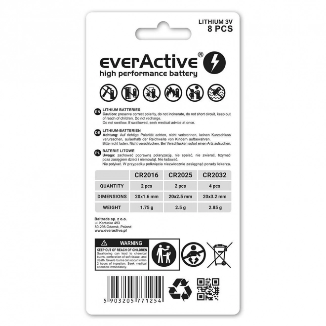 EverActive lithium gombelemek készlet 8 db