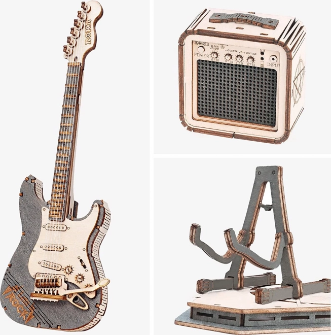 Fából készült 3D puzzle elektromos gitár Roboról