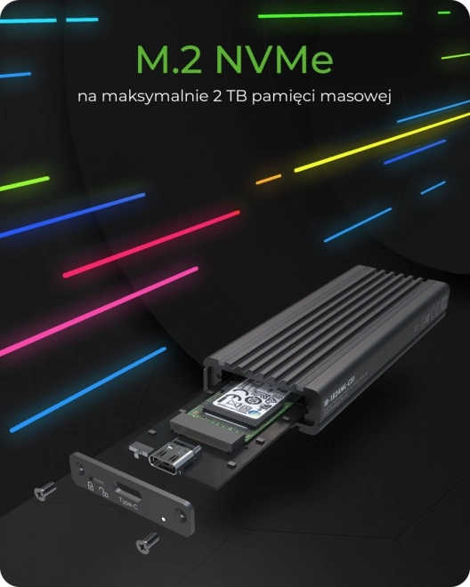 M.2 NVMe ház RGB világítással