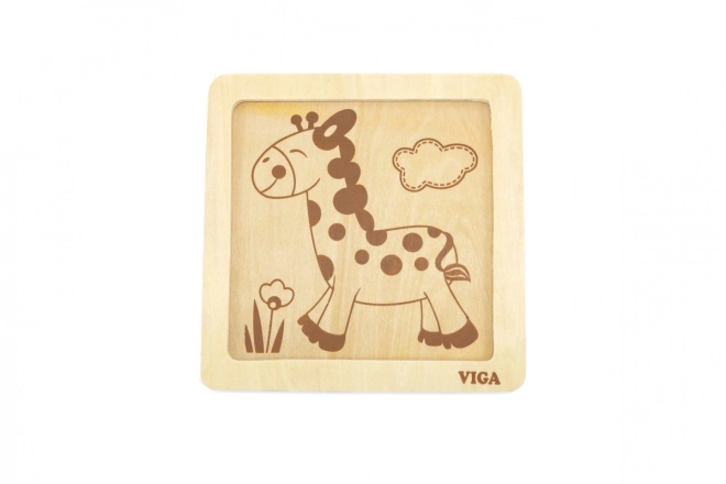 Viga fa puzzle zsiráf motívummal