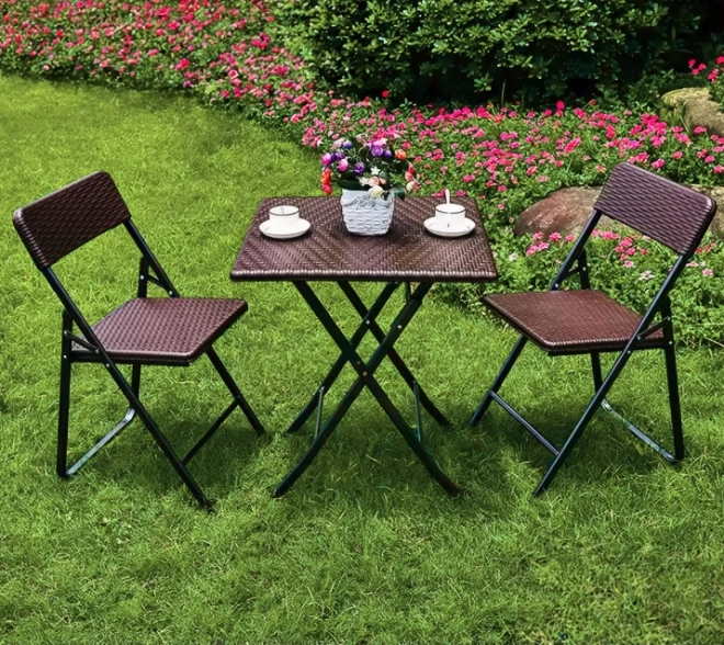 Kerti összecsukható konferenciaasztal rattan erkély 62 cm