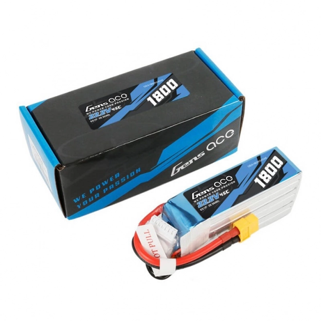 Gens Ace 1800mAh 22.2V nagy teljesítményű LiPo akkumulátor XT60 csatlakozóval