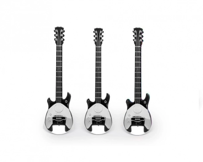 Gitár alakú fém teáskanál 3 db ezüst