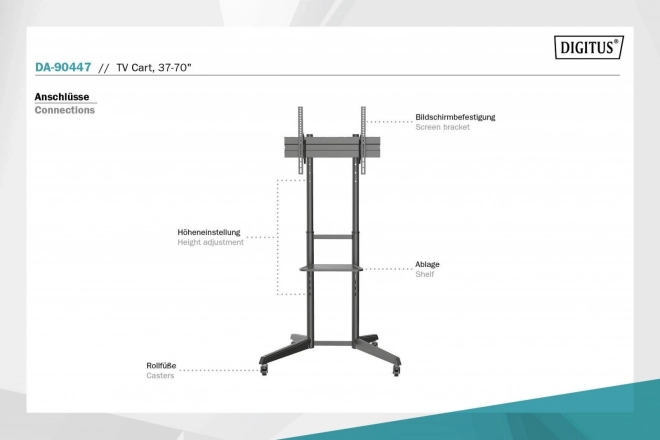 Mobil TV állvány polccal 70 col 50 kg-ig