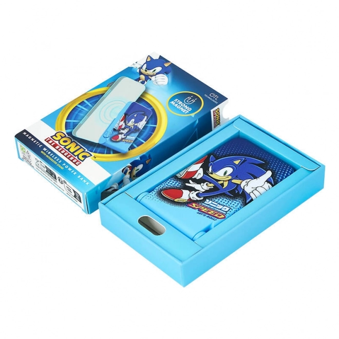 Indukciós powerbank USB-C 5000 mAh 15W Sonic the Hedgehog mintával és állvánnyal