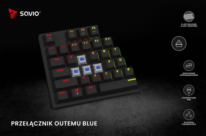 Mechanikus RGB billentyűzet Savio Tempest X2 Outemu Blue