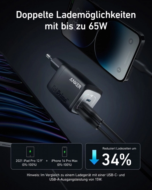 Két USB-C és egy USB-A csatlakozós Anker Prime töltő