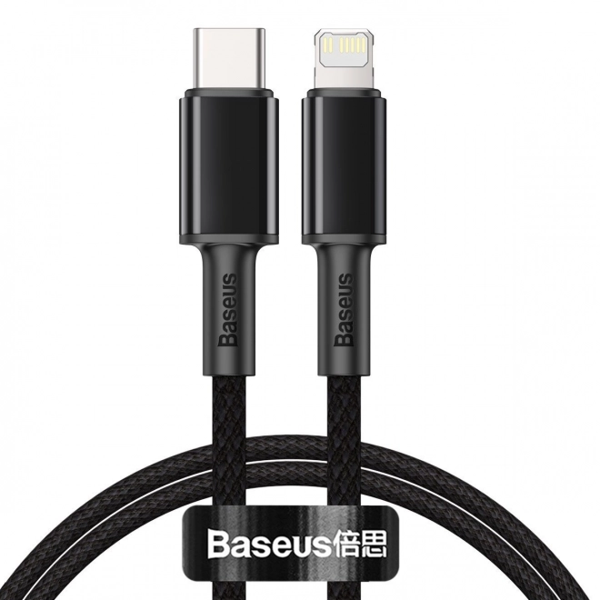 Baseus gyors töltésű, nagy sűrűségű szövött kábel USB-C - Lightning, PD 20W, 1m (fekete)